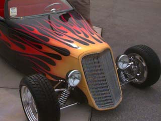 <flamed hot rod>